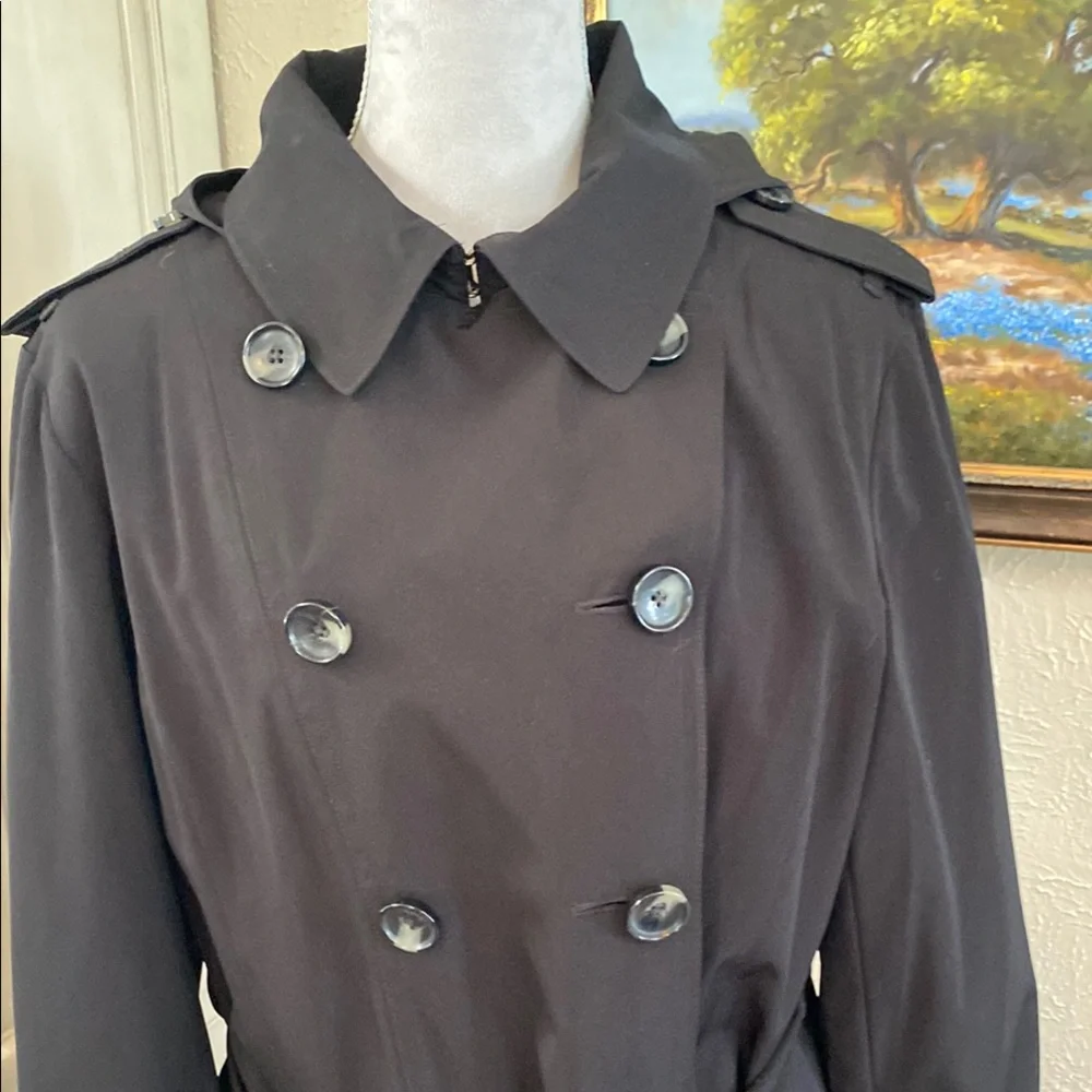 London Fog Black Double-Breasted Trench Coat - Picture 3 of 8